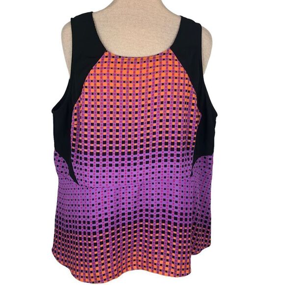 Lane Bryant peplum sleeveless blouse size 20 geometric print color block - Picture 1 of 10
